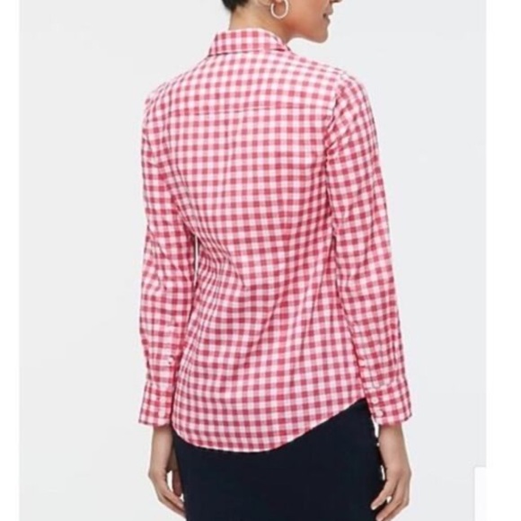 J. Crew factory Boy Fit Perfect Shirt Red White Gingham Plaid Button Up Down XS - Picture 3 of 5